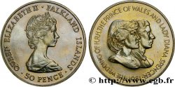 FALKLAND 50 Pence Élisabeth II - mariage de Charles et Diana 1981 