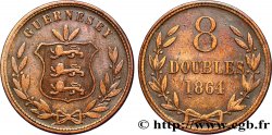 GUERNESEY 8 Doubles armes du baillage de Guernesey 1864 Heaton TB 