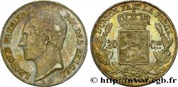 BELGIQUE 20 Centimes Léopold Ier tête nue 1853  TTB/TTB+ 