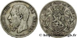 BELGIEN 5 Francs Léopold II 1870  fSS 