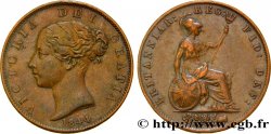 ROYAUME-UNI 1/2 Penny Victoria “tête jeune” 1844  TB+ 