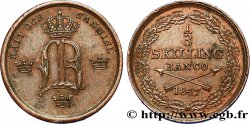 SUÈDE 1/3 Skilling Banco Oscar Ier 1847  SUP 