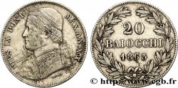 VATICAN ET ÉTATS PONTIFICAUX 20 Baiocchi Pie IX an XX 1865 Rome TB/TB+ 