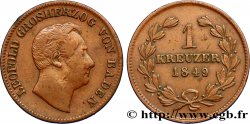 ALLEMAGNE - BADE 1 Kreuzer Grand-Duché de Bade : Léopold, type à la grosse tête 1849 Karlsruhe TTB 