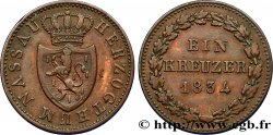 ALLEMAGNE - NASSAU 1 Kreuzer Grand-Duché de Nassau 1834  TTB 