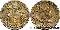 VATICAN ET ÉTATS PONTIFICAUX 5 Centesimi frappe au nom de Pie XII an II 1940 Rome TTB+ 