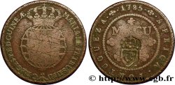 ANGOLA 2 Macutas frappe au nom de Marie et Pierre III du portugal de 1785 avec contremarque 1837 
