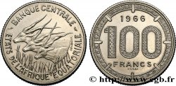 ÉTATS DE L&nbsp;AFRIQUE ÉQUATORIALE Essai de 100 Francs antilopes 1966  SPL 