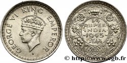 INDIA BRITÁNICA 1/4 Rupee (Roupie) Georges VI couronné 1945 Bombay