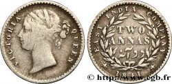 BRITISH INDIA 2 Annas East India Company Victoria 1841 Calcutta