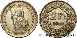 SUISSE 2 Francs Helvetia 1948 Berne TTB+ 