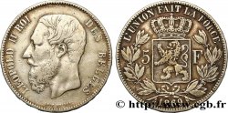 BELGIUM 5 Francs Léopold II 1869  VF/XF 