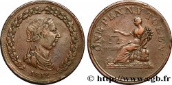 ROYAUME-UNI (TOKENS) 1 Penny buste de Georges III lauré / allégorie du commerce 1812  TTB 