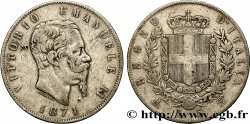 ITALIE 5 Lire Victor Emmanuel II 1871 Milan TB 