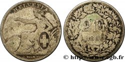 SUISSE 2 Francs Helvetia 1860 Berne B+ 