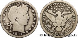 ÉTATS-UNIS D&nbsp;AMÉRIQUE 1/4 Dollar Barber 1894 Philadelphie