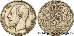 BELGIQUE 5 Francs Léopold II 1873 