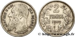 BELGIQUE 2 Francs Léopold II légende française 1909 
