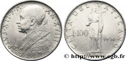 VATICAN AND PAPAL STATES 100 Lire Pie XII an XVIII / Fides tenant la croix 1956 Rome