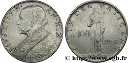 VATICAN ET ÉTATS PONTIFICAUX 100 Lire Pie XII an XIX / Fides tenant la croix 1957 Rome