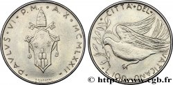 VATICAN ET ÉTATS PONTIFICAUX 100 Lire armes / colombe de la paix an X du pontificat de Paul VI 1972 Rome