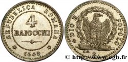 ITALIE - RÉPUBLIQUE ROMAINE 4 Baiocchi République Romaine aigle sur faisceaux 1849 Rome