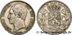 BELGIUM 5 Francs Léopold Ier tête nue 1865 