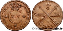 SUÈDE 1/4 Skilling monogramme de Charles XIV 1819 