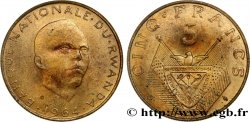 RUANDA 5 Francs président Grégoire Kayibanda / emblème 1964 Bruxelles