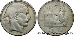 BELGIQUE 50 Francs lion posé sur les tables de la loi / Mercure légende flamande 1950 