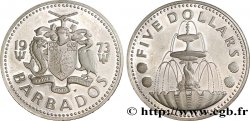 BARBADOS 5 Dollars Proof Fontaine de Bridgetown 1973  MS 