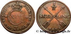 SWEDEN 1/2 Skilling monogramme du roi Charles XIV 1825 