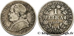 VATICAN AND PAPAL STATES 1 Lire Pie IX type grand buste an XXI 1866 Rome