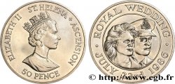ST HELENA & ASCENSION 50 Pence (1 Crown) mariage du Prince Andrew et de Sarah Ferguson 1986 