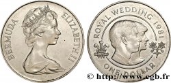 BERMUDES 1 Dollar Elisabeth II / Mariage du prince Charles et de lady Diana 1981 