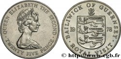 GUERNSEY 25 Pence Visite Royale 1978 