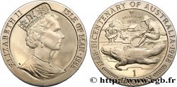 ÎLE DE MAN 1 Crown Bicentenaire de l’Australie - ornithorynque et chercheurs d’or 1988 