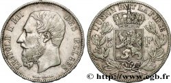 BELGIEN 5 Francs Léopold II 1876 