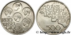 BELGIQUE 500 Francs légende française 150e anniversaire de l’indépendance, portrait des 5 rois / carte de Belgique 1980 Bruxelles