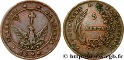 GRÈCE - GOUVERNEMENT PROVISOIRE 5 Lepta Phoenix type cercle continu 1828  XF 