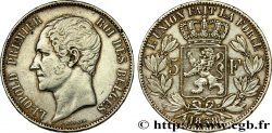 BELGIEN 5 Francs Léopold Ier tête nue 1858 