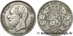 BELGIEN 5 Francs Léopold II 1869 