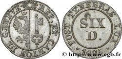 SVIZZERA - REPUBBLICA DE GINEVRA 6 Deniers - Canton de Genève 1825 