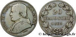 VATICAN ET ÉTATS PONTIFICAUX 20 Baiocchi Pie IX an XX 1865 Rome
