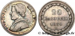 VATICANO Y ESTADOS PONTIFICIOS 20 Baiocchi Pie IX an IV 1850 Rome