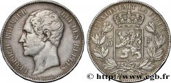 BELGIQUE 5 Francs Léopold Ier tête nue 1865 