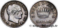 ITALIE - ROYAUME D ITALIE - NAPOLÉON Ier 5 Soldi 1814 Milan