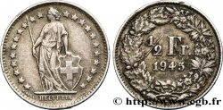 SUIZA 1/2 Franc Helvetia 1945 Berne