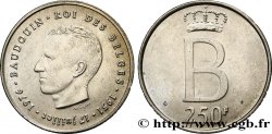 BELGIQUE 250 Francs jubilé d’argent du roi Baudouin légende française 1976 Bruxelles