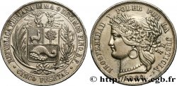 PERú 5 Pesetas 1880 Lima
